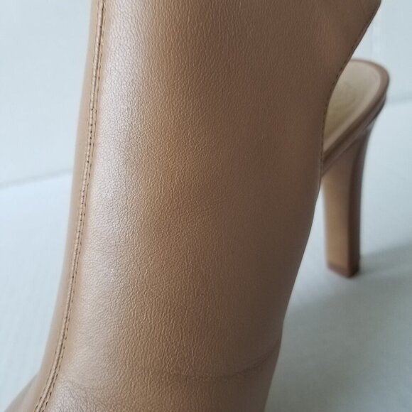 Vince Camuto Olivia Tan Leather Shootie Open Toe Sandal Heels 4" Dressy Date 11 - Picture 15 of 16